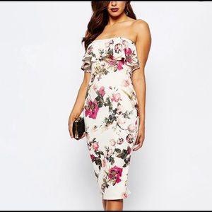 Strapless Floral Print Dress